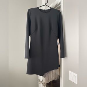 Sho by Tadashi Shoji Long Sleeve Rhinestone Fringe Mini Dress - Size M